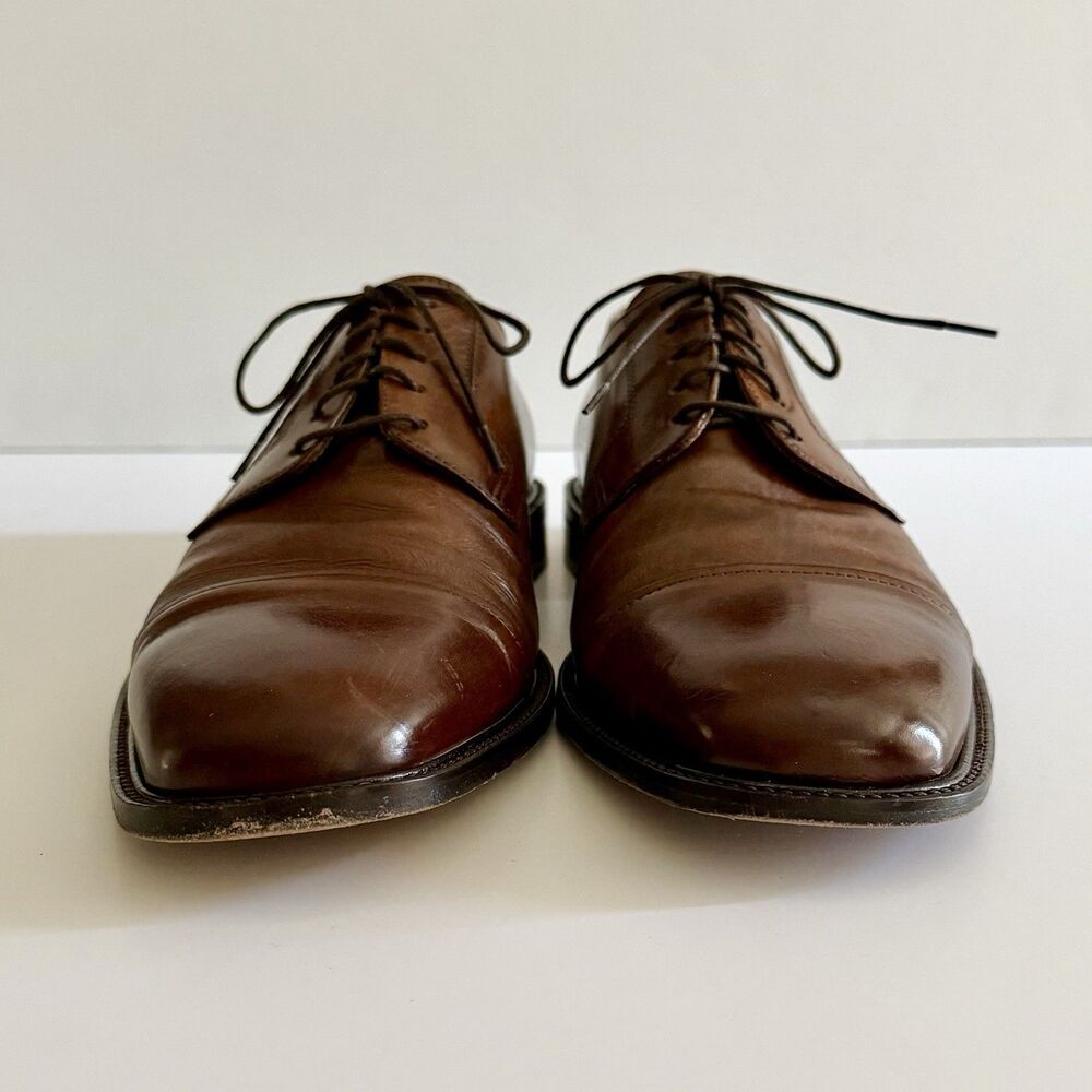 J.Murphy Johnston & Murphy Novick Brown Cap Toe Leather Dress Shoes Mens Size 9M - Picture 10 of 16